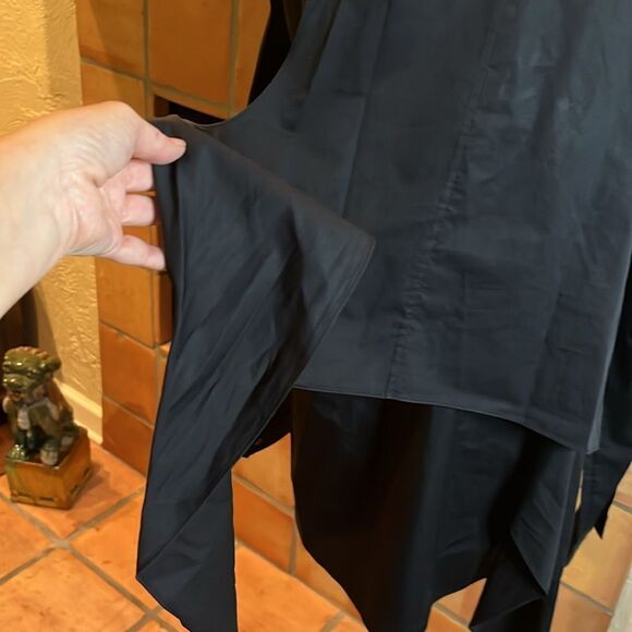 Tibi Satin Poplin Tie-front Shirt, Black, size 8 - Picture 7 of 10